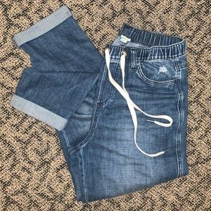 Aerie String Tie Pant in classic blue with distressing! Gently worn!